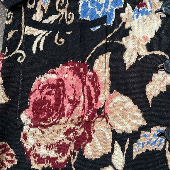 Soft Surroundings Cardigan Size Small Petite Floral Button Front Long Sweater - Picture 6 of 7